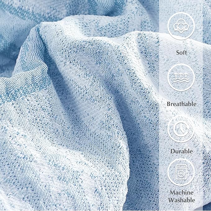 Geniospin Light Blue Twin Comforter Set for Girls- 5 Pieces Bowknot Jacquard Bed in A Bag Twin Bedding Sets with Sheets, Pillowcases & Shams, All Season Kids Comforter Set