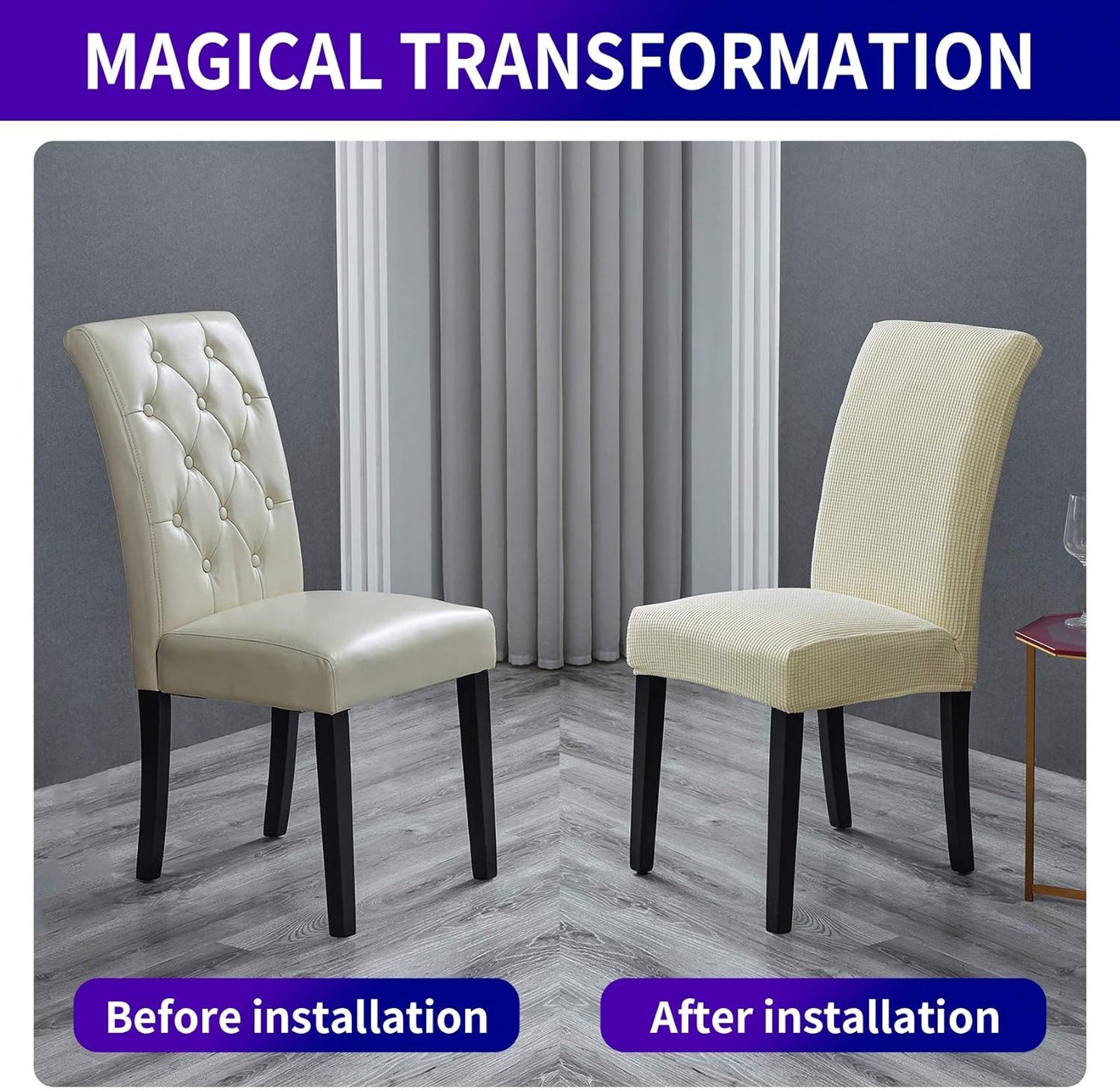 Howhic Stretch Chair Covers for Dining Room Set of 2, Removable Washable Dining Room Chair Covers, Dining Chair Slipcovers Seat Protector, Great Home Decor and Banquet Upholstery (Ivory, 2 Pack)