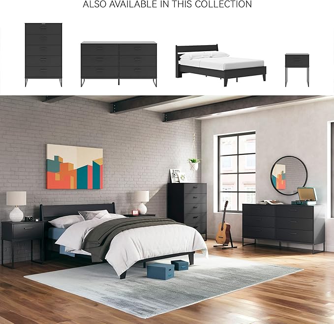 Signature Design by Ashley Socalle Casual Full Panel Platform Bed, Foundation or Box Spring Not Needed, Black