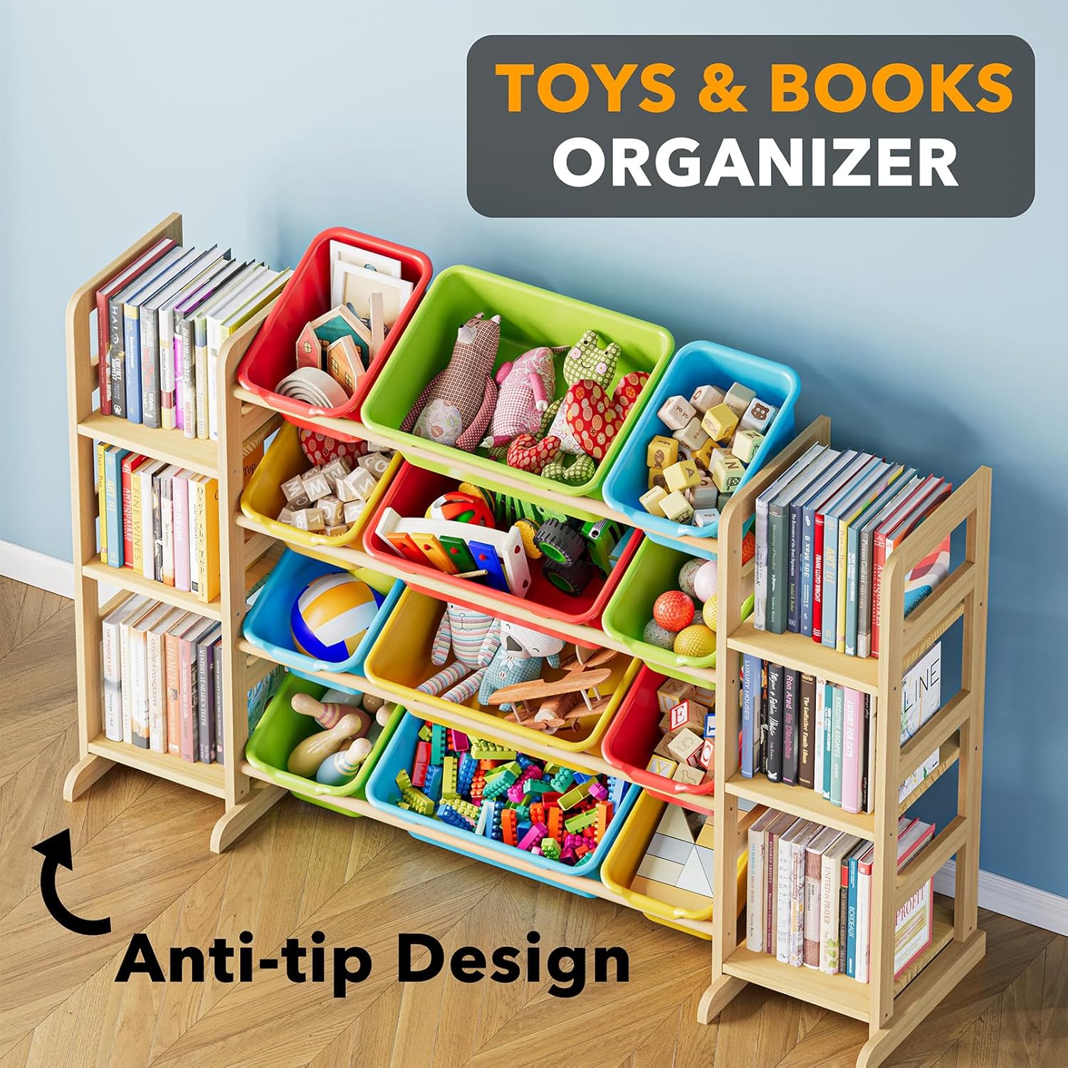 SpaceAid Toy Storage Organizer with 6 Shelves and 12 Bins, Toy Organizers Storage Bookshelf, Kids Bin Shelf Toys Box Bookcase for Bedroom Playroom Organization Room Decor, Multi-Colored - Décor Diaries