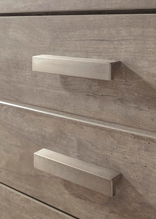 Signature Design by Ashley Culverbach Modern 2 Drawer Nightstand with 2 USB Charging Stations, 24.37" Tall, Weathered Gray