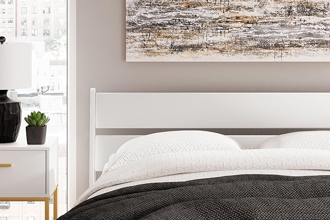 Signature Design by Ashley Socalle Casual Queen Panel Platform Bed, Foundation or Box Spring Not Needed, White