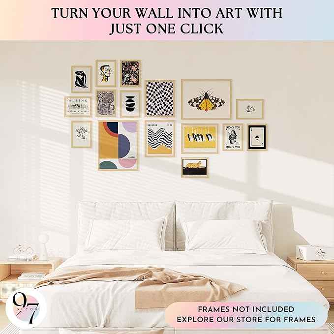 97 Decor LARGE 11x14 Vintage Eclectic Wall Art Prints - Large Eclectic Prints For Wall Decor, Unique Funky Aesthetic Pictures, Maximalist Decoration Mid Century Modern Gallery For Home (Unframed)