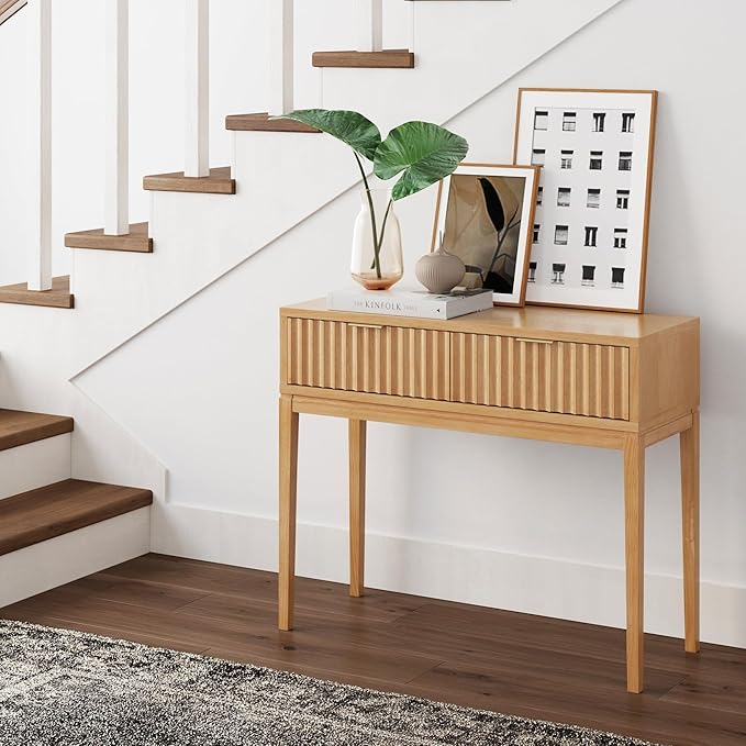 Nathan James Virgo Wood Accent Storage Console Sofa Table, for Entryway, Hallway or Living Room, 1, Warm Pine