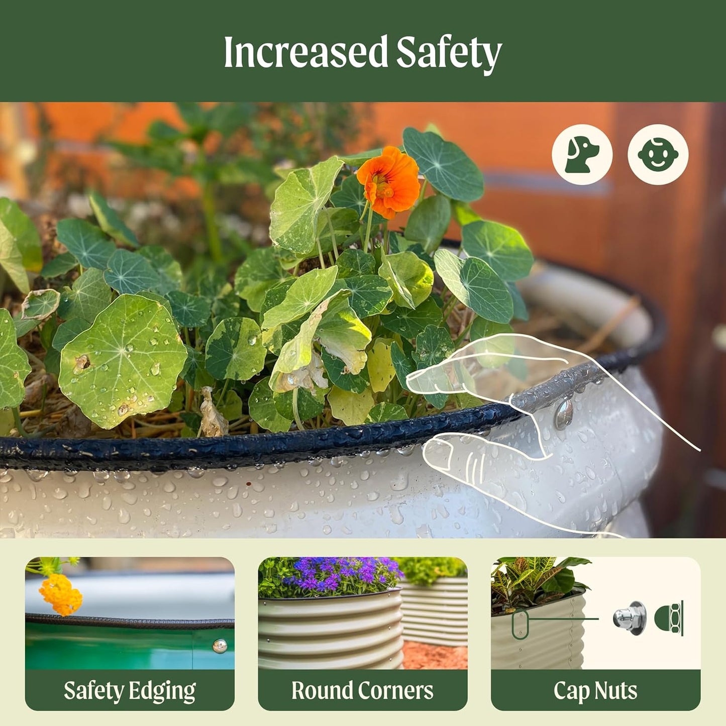 Vego garden 32" Extra Tall Raised Garden Bed Kits, 6 in 1 Modular Raised Planter Box for Vegetables Flowers Fruits Oval Metal Raised Garden Bed- Modern Gray