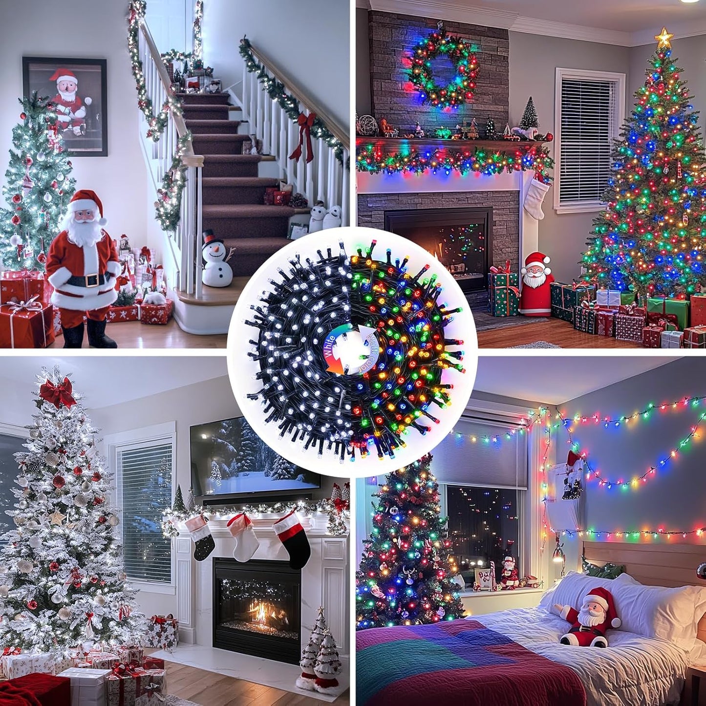 JMEXSUSS Color Changing Christmas Lights, 66ft 200 LED White & Multicolor String Lights Outdoor Waterproof with Timer Remote, Connectable Christmas Tree Lights Plug in for Indoor Xmas Decor