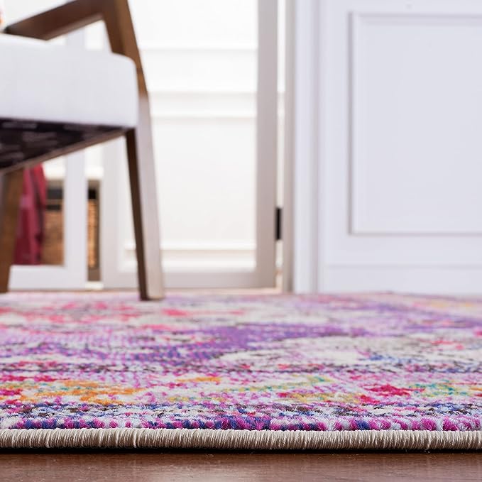 SAFAVIEH Monaco Collection Area Rug - 3' x 5', Violet & Fuchsia, Non-Shedding & Easy to Clean, Distressed Medallion Design, Ideal for Living Room, Bedroom, Dining Space (MNC243P)