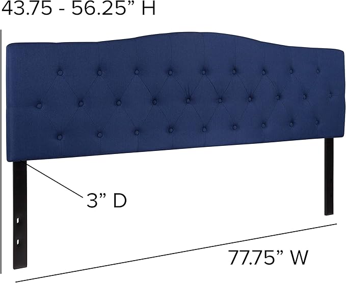 Flash Furniture Cambridge Button Tufted and Diamond Stitched Upholstered King Size Headboard in Navy Fabric