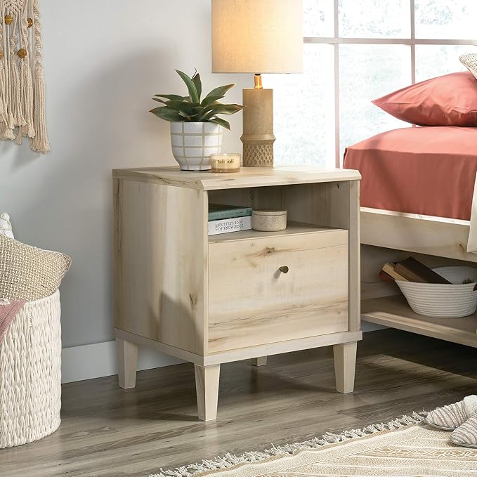 Sauder Willow Place 1-Drawer Night Stand with Open Shelf Storage, Pacific Maple Finish