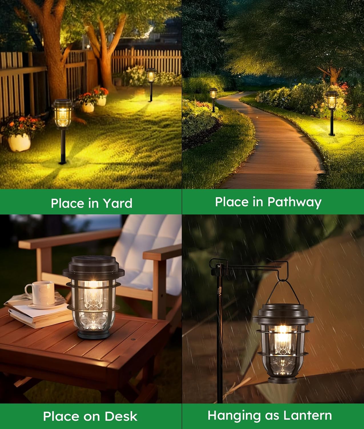 Bright Solar Pathway Lights Outdoor, 8 Pack Waterproof IP65, Auto On/Off Solar Powered Garden Lights for Yard Lawn Walkway Landscape Pool Outside - 3-in-1 Hanging, Tabletop & Stake Lighting