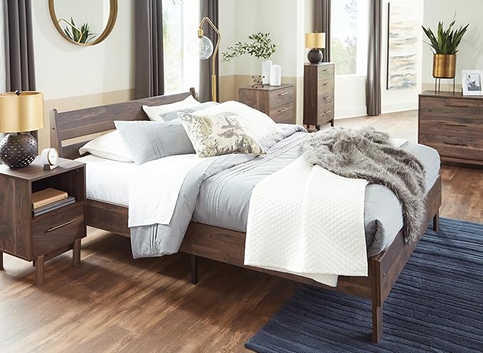 Signature Design by Ashley Calverson Casual Full Panel Platform Bed, Foundation or Box Spring Not Needed, Dark Brown