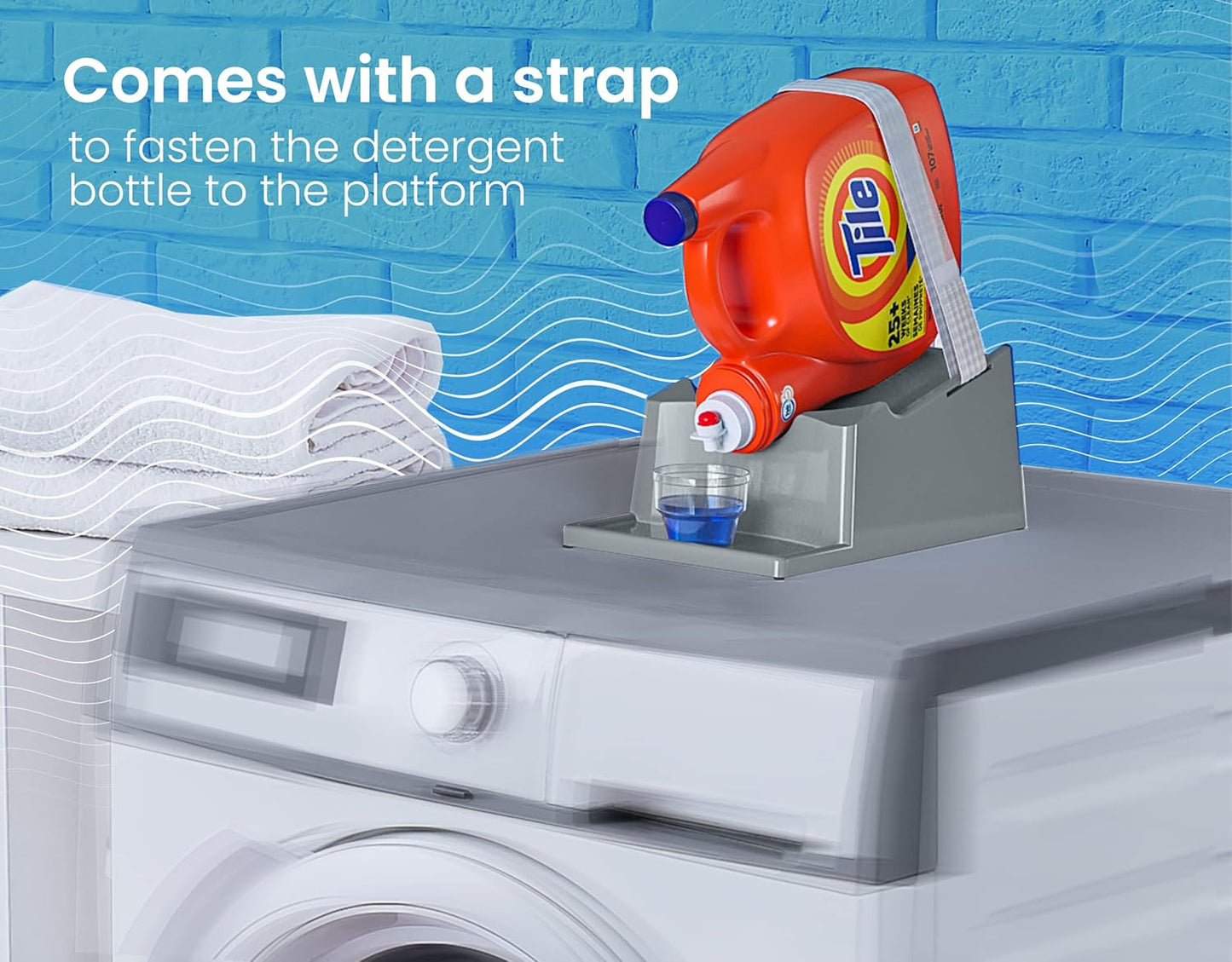 TidyFriend Laundry Detergent Holder Stand with Drip Tray, 3 Pack Laundry Soap Holder with Non-Slip Rubber Feet for Washing Space Organization, Angled Downward Slope for Easy Pouring (Grey)