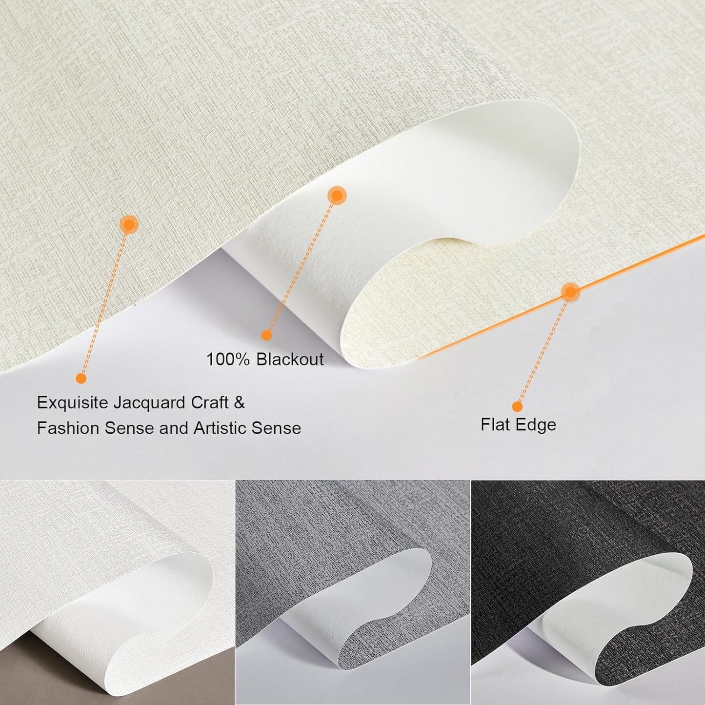 Persilux Blackout Shades for Windows Cordless Roller Blinds, Roller Windows Shades for Home with Fabric Attached Valance, UV Protections Easy Installation for Door/Office, Limestone(30" W x 48" H)
