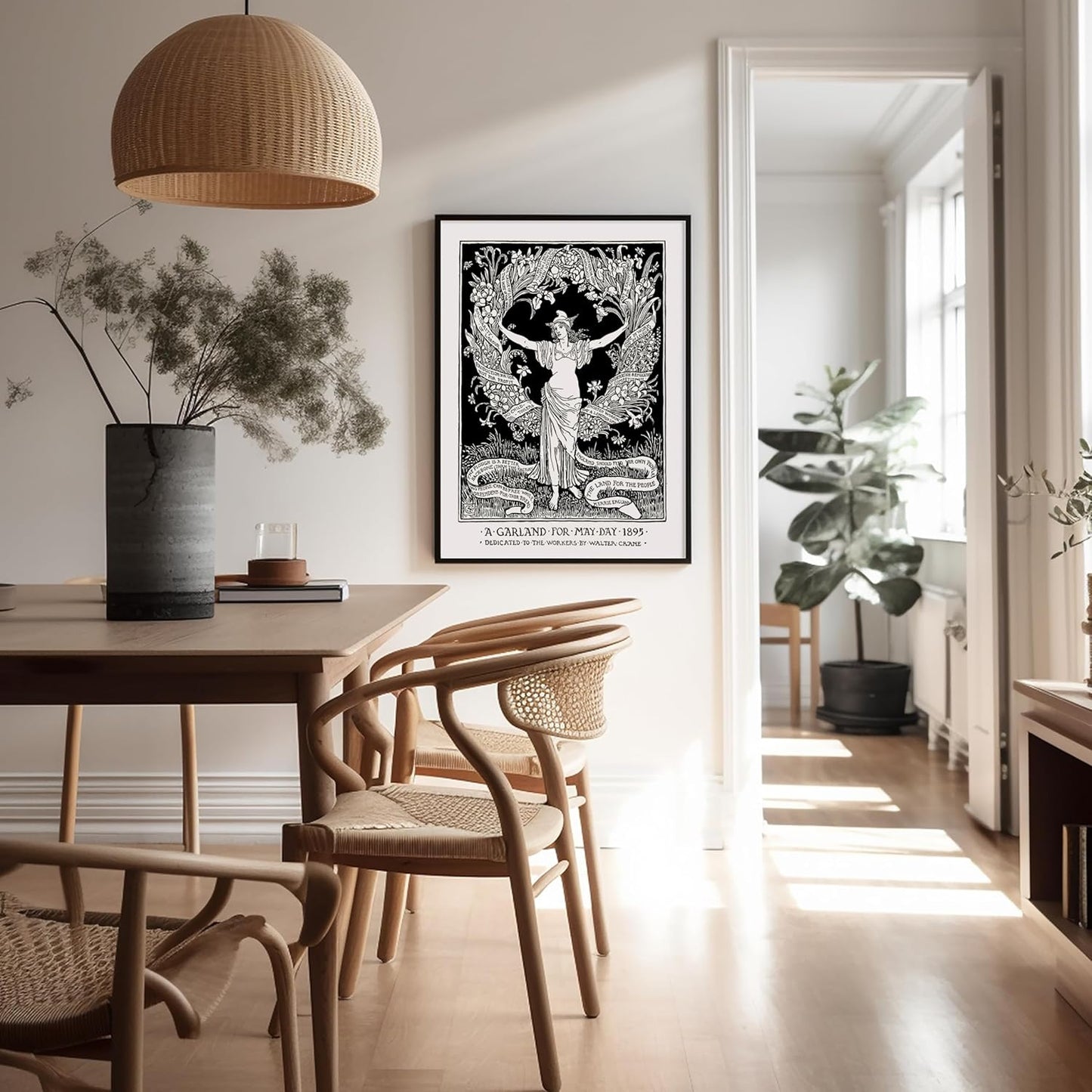 Poster Master Vintage Walter Crane Poster - Retro A Garland for May Day Print - Socialist Art - Gift for Him, Her, Men, Women - Wall Decor for Home, Office, Living Room, 18x24 Unframed Wall Art