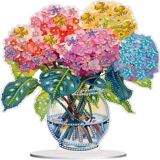 Diamond Painting Kits for Adults Beginners, 5D Full Drill Flowers Crystal Art Desktop Ornament, DIY Single Sided Home Office Desk Decor, Creative Craft Gift Set with Tools