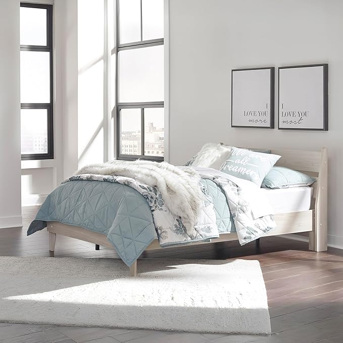 Signature Design by Ashley Socalle Casual Full Panel Platform Bed, Foundation or Box Spring Not Needed, Light Brown