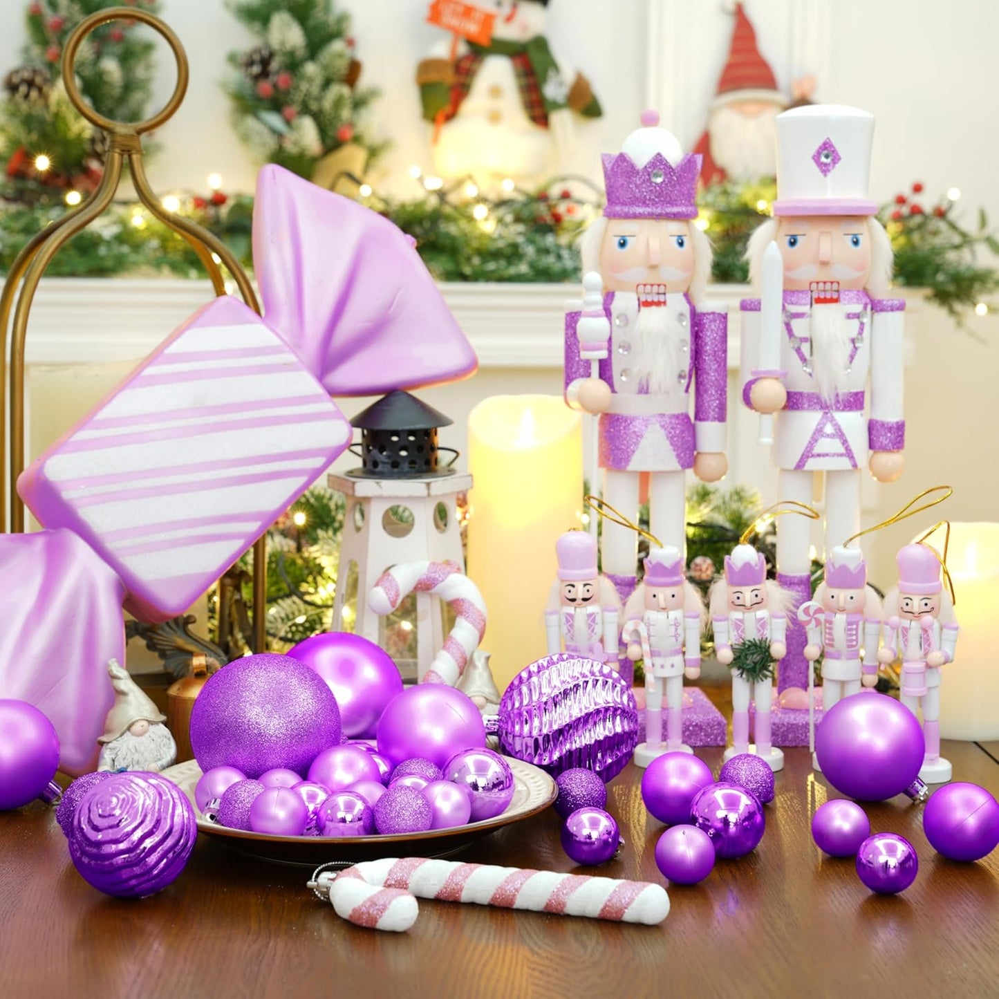 XmasExp 24ct Mini Christmas Ball Ornaments Shatterproof Christmas Ornaments Set Decorations for Xmas Tree Balls 30mm/1.18" (Light Purple)
