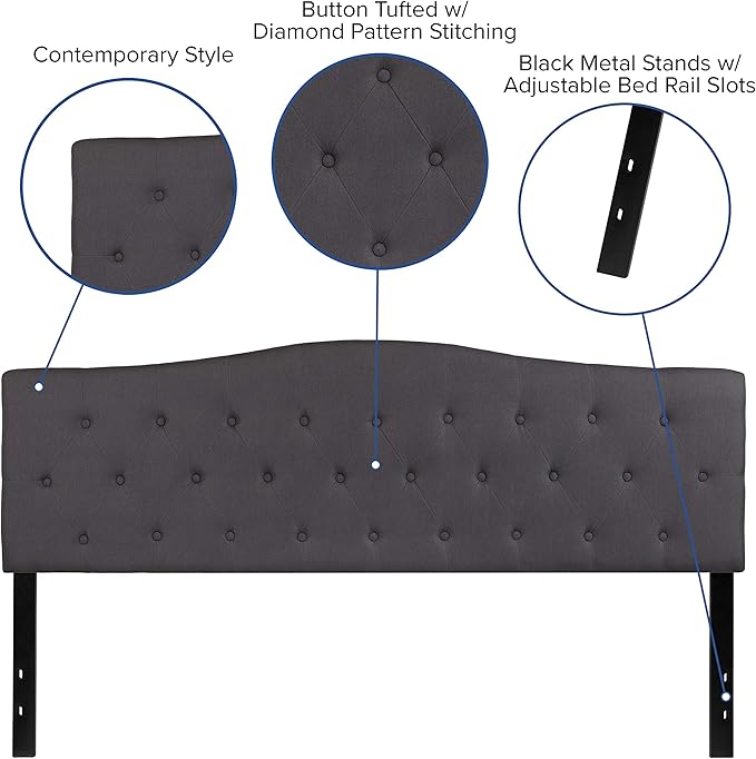 Flash Furniture Cambridge Tufted Upholstered King Size Headboard in Dark Gray Fabric