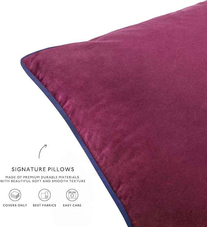 MONDAY MOOSE Decorative Throw Pillow Covers Cushion Cases, Set of 4 Soft Velvet Modern Double-Sided Designs, Mix and Match for Home Decor, Pillow Inserts Not Included (22x22 inch, Purple/Blue)