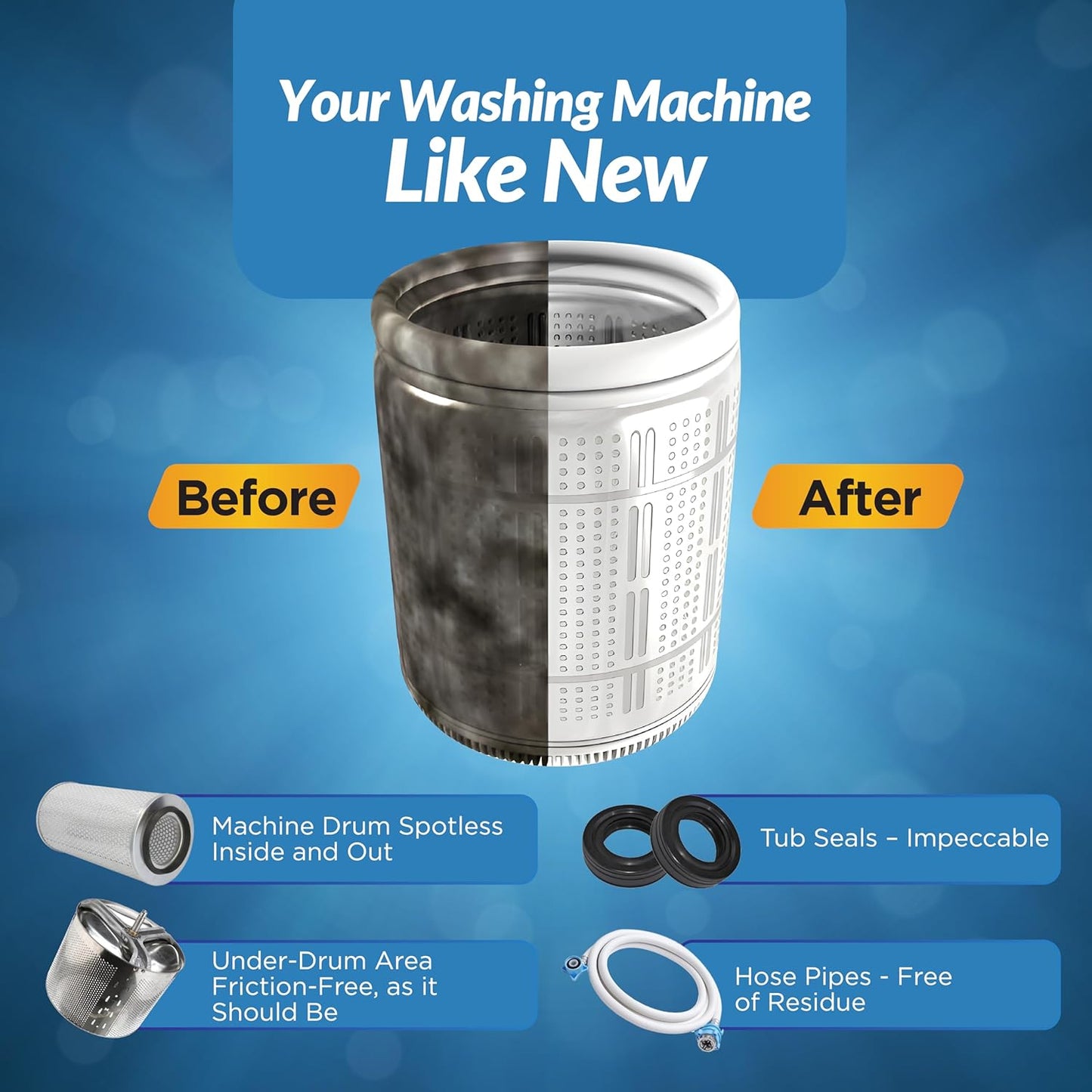 Washing Machine Cleaner Tablets - 24 Count 1-Year Supply | Formulated for Pet Owners | Pet-Friendly Deep Descaler | HE, Top & Front Load | Septic Safe & Eco-Friendly | Eliminates Odor & Residue