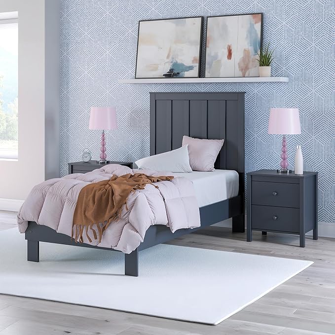 Signature Design by Ashley Simmenfort Casual Twin Platform Bed, Foundation or Box Spring Not Needed, Blue