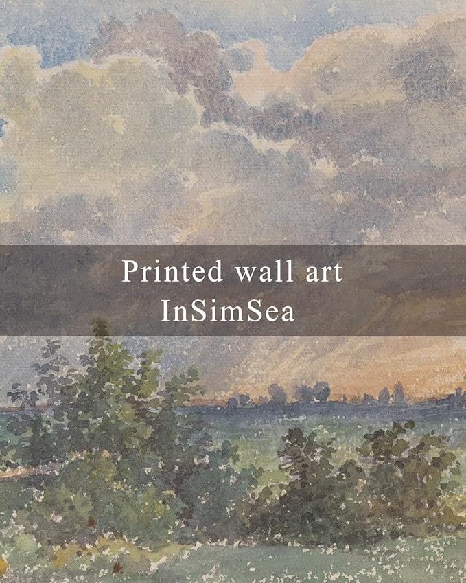 InSimSea Framed Canvas Wall Art, Vintage Landscape Art for Living Room Hallway Shelf, 10x8in,English Countryside Watercolor Painting, Rustic Farmhouse Cozy Cottage Mid Century Small Decor