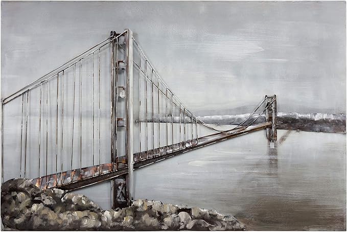 Empire Art Direct Golden Gate Bridge Metal, Hand Painted Primo Mixed Media Iron Sculpture, Decor, Ready to Hang,Living Room, Bedroom ＆ Office 3D Wall Art, 32" x 48" x 2.4"