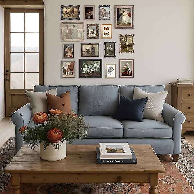 LANCHI95 15PCS Vintage European Gallery Wall Art Set, Classic French Country Painting Prints, Rustic Antique Home Decor, Moody Floral & Landscape Wall Art for Living Room Bedroom (UNFRAMED) Vintage 16