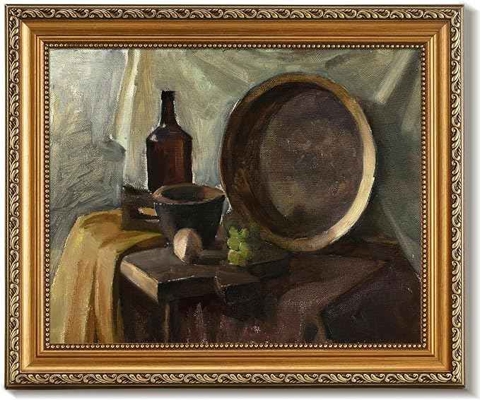 uniro Vintage Gold Framed Wall Art for Home Decor, Farmhouse Wall Decor Still Life Canvas Artwork, Antique Kitchen Wall Art Picture, Rustic Kitchen Art Prints Aesthetic Picture for Dining Desktop Decor- 8x10Inch