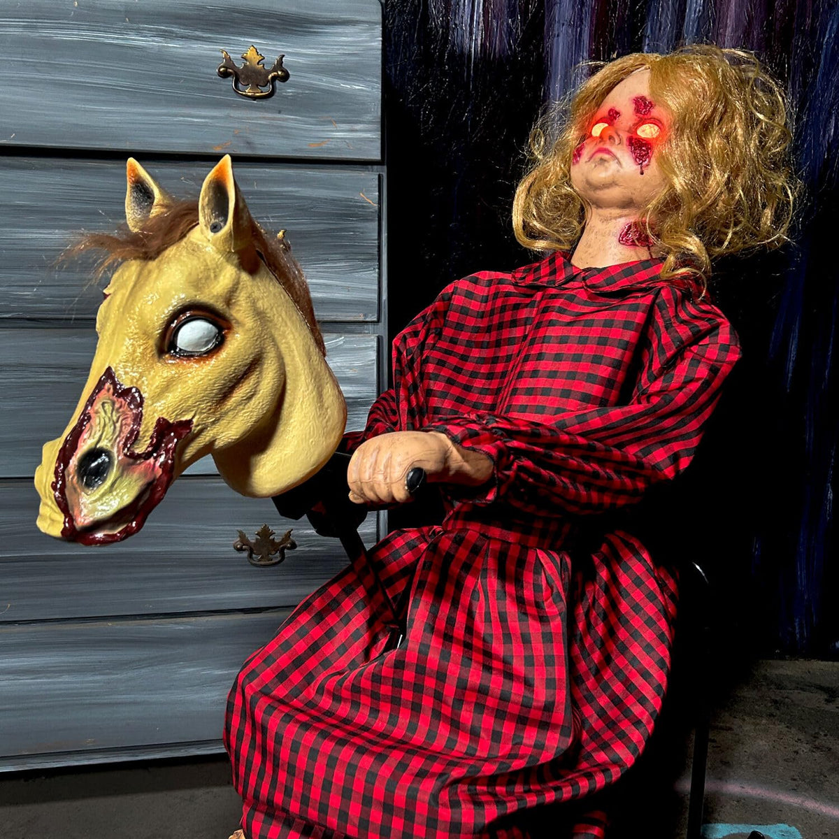 3.2 Ft. Rocking Horse Girl Animatronic with Voice (3.2 ft. Rocking Horse Girl)
