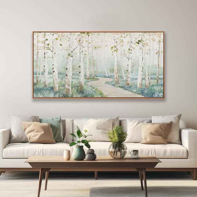 Modern Natural Landscape Canvas Wall Art Decor Home Decor Wall Art Prints Colorful Forest Path Framed Landscape Wall Art Decorations for Living Room Wall Bedroom Kitchen Office Decor 24"×48"