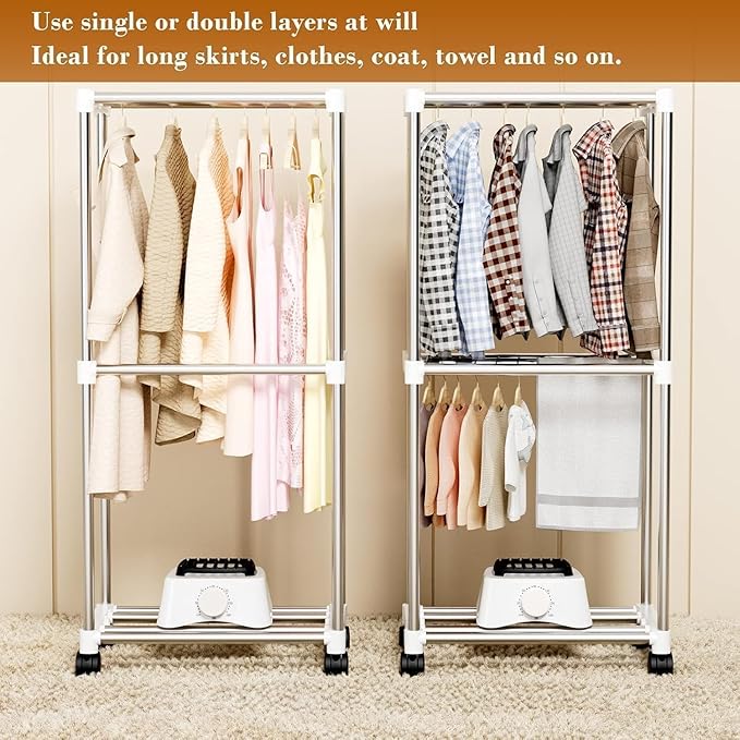 Clothes Dryer, Portable Drying Machine with Timer, 60inch Laundry Drying Wardrobe with Large Capacity, Electric Dryer/Rack for Home | Appartments (Grey UE5)