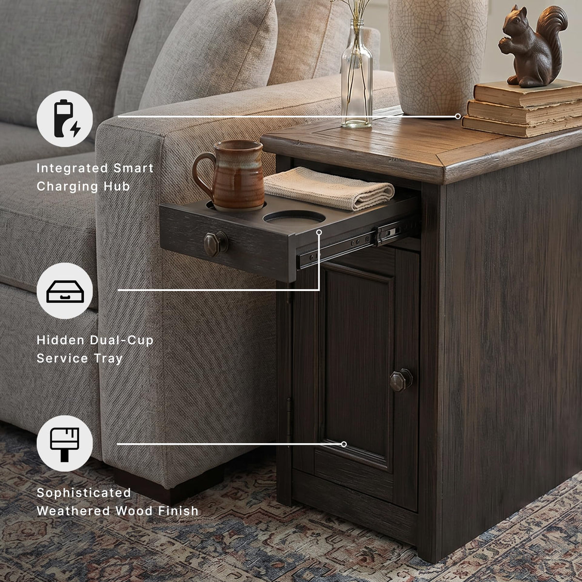 Narrow Chairside End Table