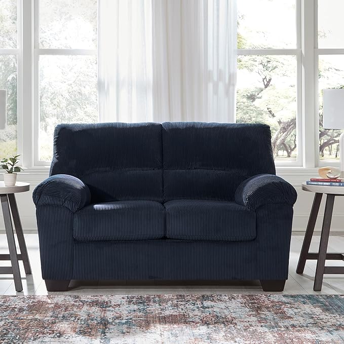 Signature Design by Ashley SimpleJoy Contemporary Loveseat for Living Room, Blue