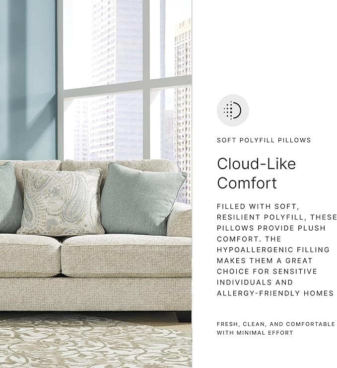 Signature Design by Ashley Monaghan Vintage Loveseat with Accent Pillows, Reversible Cushions and Rolled Arms, Beige