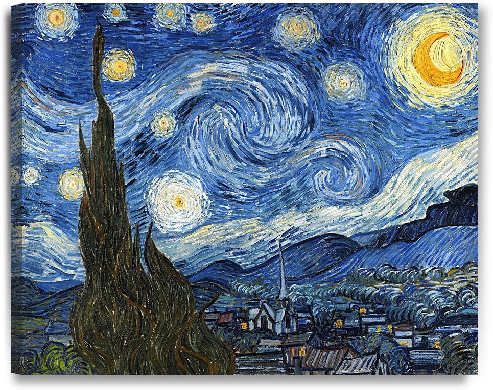 DECORARTS - Starry Night, Vincent Van Gogh Art Reproduction. Giclee Canvas Prints Wall Art for Home Decor 30x24