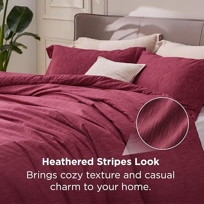 Bedsure Twin/Twin XL Comforter Set - Dark Red Soft Bedding for All Seasons, Cationic Dyed Bed Set, 2 Pieces, 1 Twin Size Comforter (68"x88") and 1 Pillow Sham (20"x26"+2")