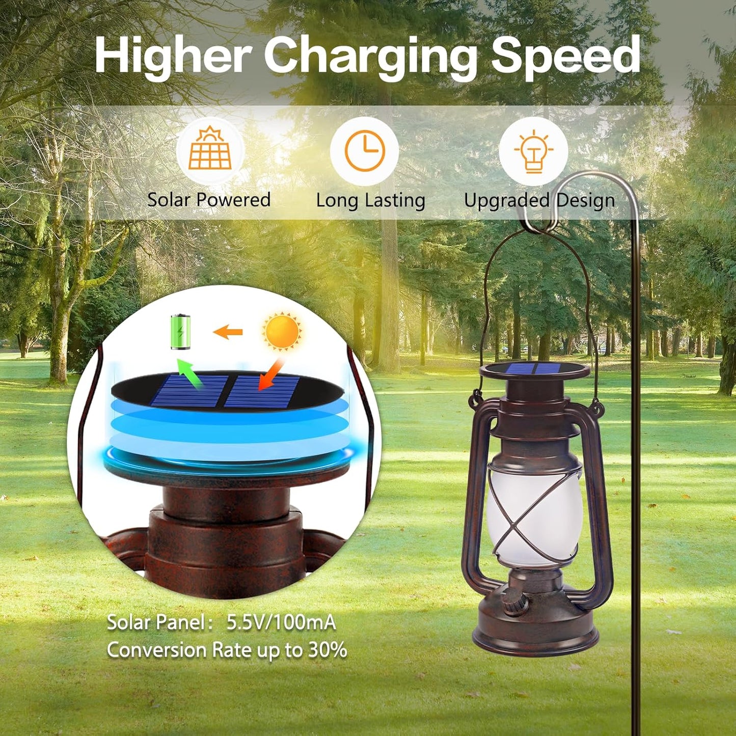 Solar Powered LED Lanterns Decorative Outdoor,2 Pack Bronze Vintage Lanterns with Dancing Flame,Waterproof Solar Hanging Lights for Camping Patio Garden Yard Pathway Decor