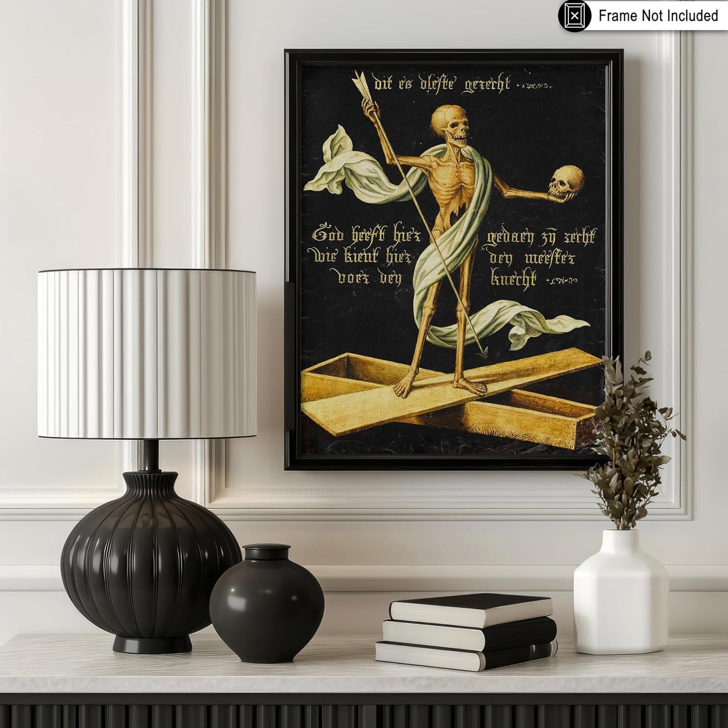 Poster Master Vintage Medieval Poster - Retro Gothic Print - Gift for Artist, Friend - Allegory of Life and Death, Skeleton, Dark, Skull - Wall Decor for Home, Living Room, 24x32 Unframed Wall Art