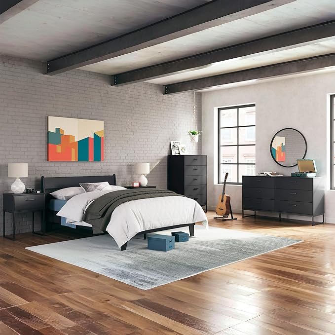Signature Design by Ashley Socalle Casual Full Platform Bed with Metal Slats, No Box Spring Needed, Black