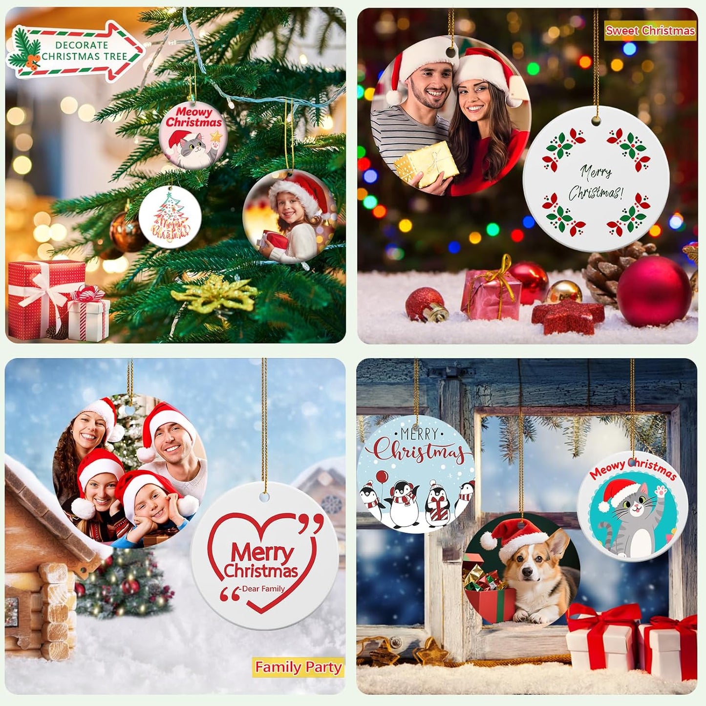 10 PCS Ceramic Sublimation Ornament Blanks Bulk 3 Inch White Round Crafts DIY Personalized Printed Christmas Home Porcelain Paintable Decorate