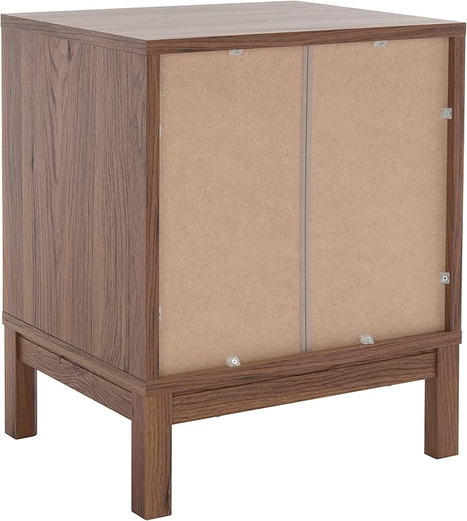 SAFAVIEH Home Collection – Galio Walnut & Gold 2-Drawer Nightstand, Vintage-Inspired Bedside Table with Storage for Bedroom (NST9600A)
