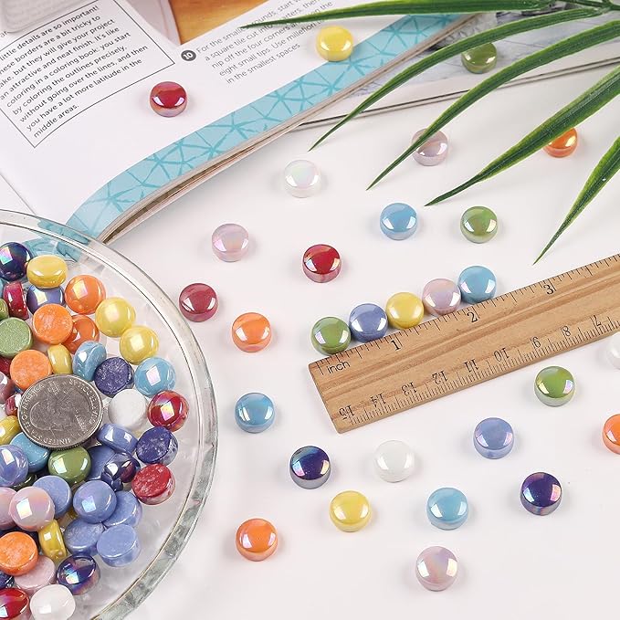 Artspac Iridescent Glass Mosaic Tiles for Crafts Bulk, 200g Mosaic Glass Pieces,Stained Mosaic Craft Supplies for Garden Christmas Ornaments,Mosaic DIY Art Kit