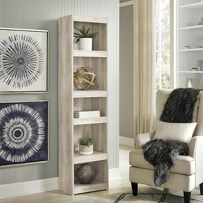 Signature Design by Ashley Bellaby Farmhouse Pier with 3 Adjustable Shelves, Whitewash
