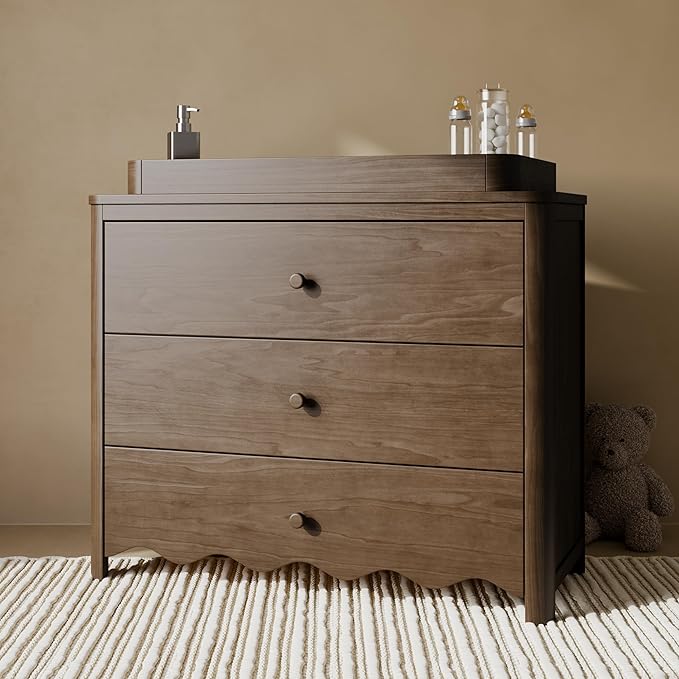 Storkcraft Casablanca 3 Drawer Chest with Removable Changing Topper (Hazelnut) – GREENGUARD Gold Certified Wood Dresser for Baby & Kids, Interlocking Drawer System for Safety