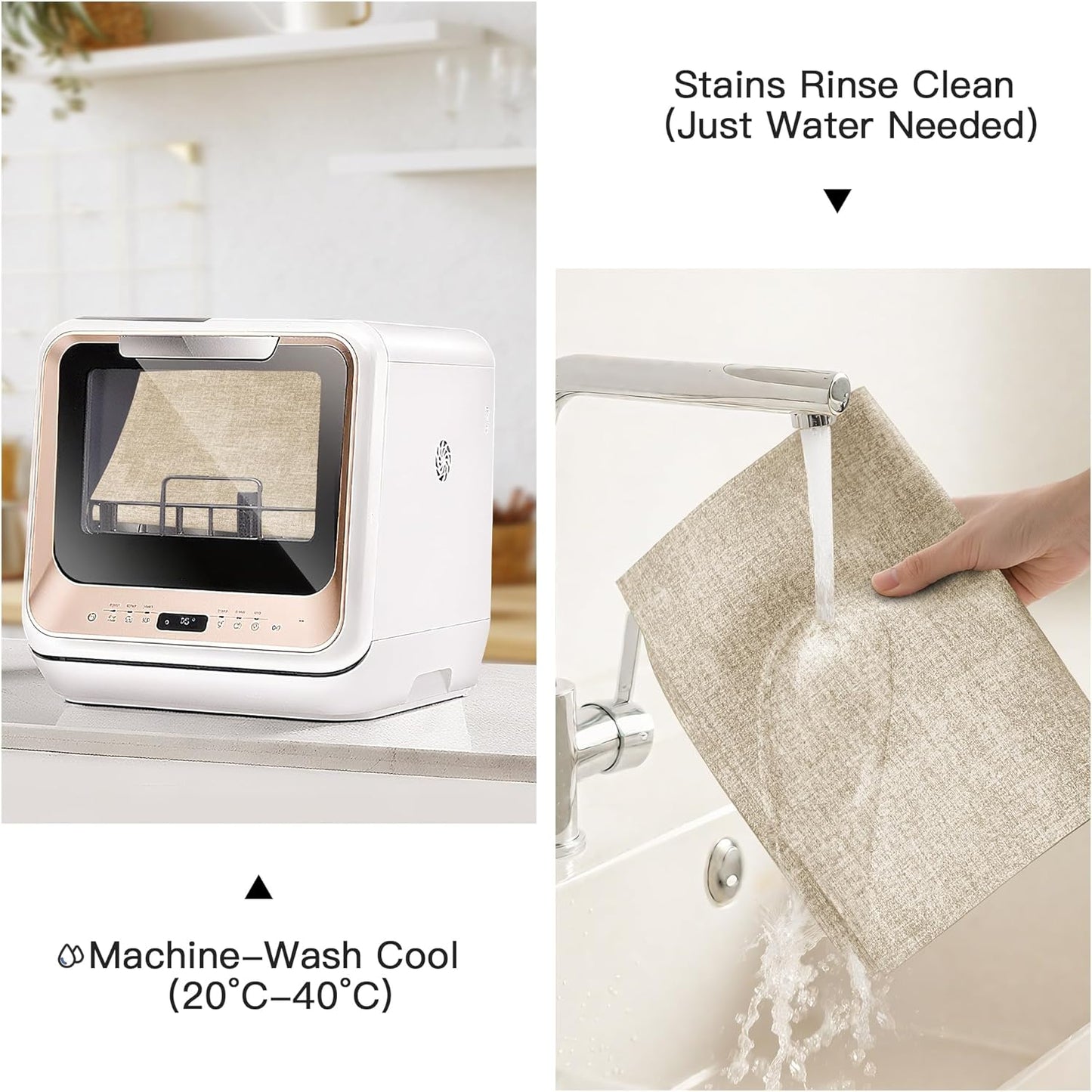 DOLOPL Placemats Set of 8, Reversible Wipeable & Heat Resistant Place Mats, Modern Faux Leather Table Mats for Kitchen, Neutral Waterproof Tablemats for Dining Table Decor, Wedding, Party(Beige)