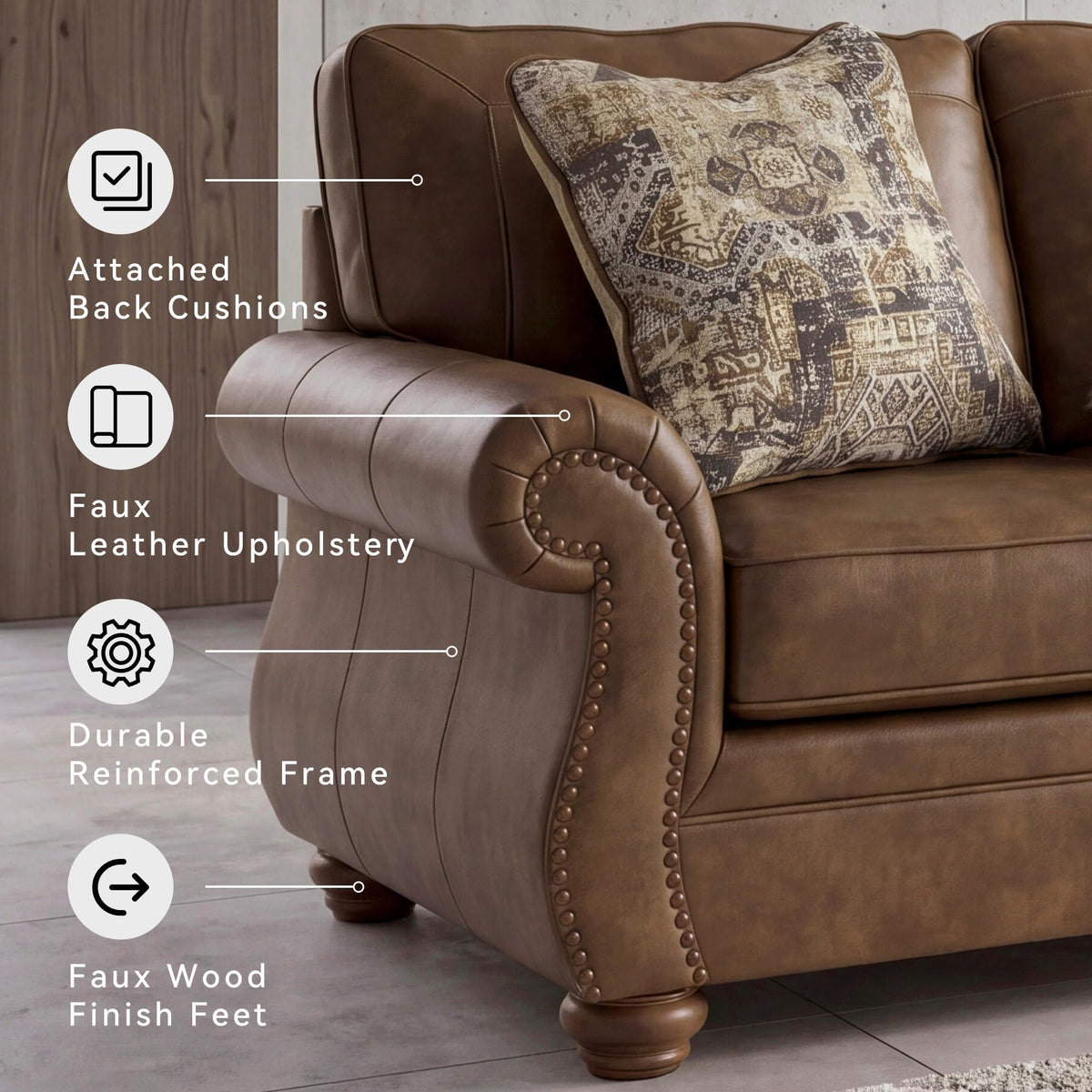 Faux Leather Sofa