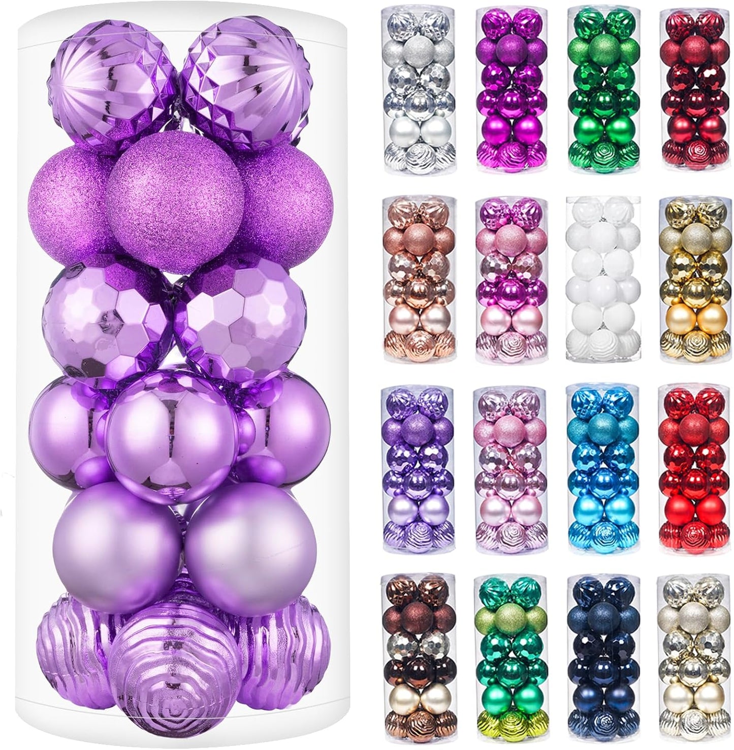 XmasExp 24ct Christmas Ball Ornaments Shatterproof Xmas Tree Hanging Balls Decorations Perfect for Halloween Decorations Holiday Wedding Christmas Decor(2.36"/60mm, Light Purple)