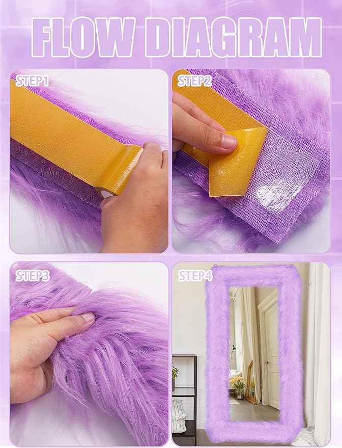 Geelin Full Length Mirror Cover 59 x 16 Inch Universal Ultra Soft Non Slip Design Fluffy Length Standing Mirrors Cover Decoration for Bedroom Cloakroom Women Gifts (Purple)
