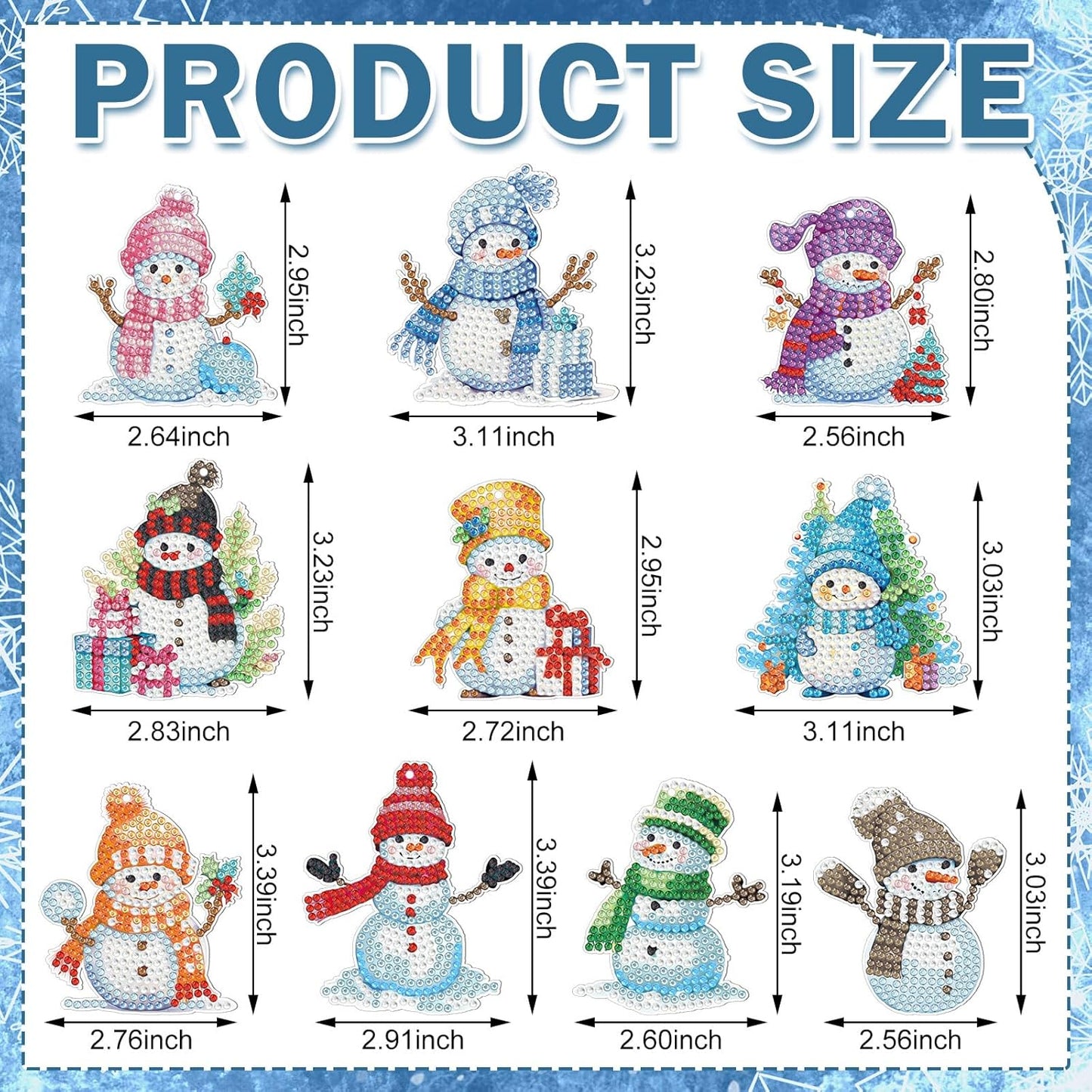 Skylety 20 Pcs Christmas Diamond Art Ornaments Kit Cute Snowman Diamond Painting Ornaments Tag DIY Xmas Rhinestone Art Keychain Crystal Handcraft Gift Wrap Tags with Rope Home Party Decor(Colorful)